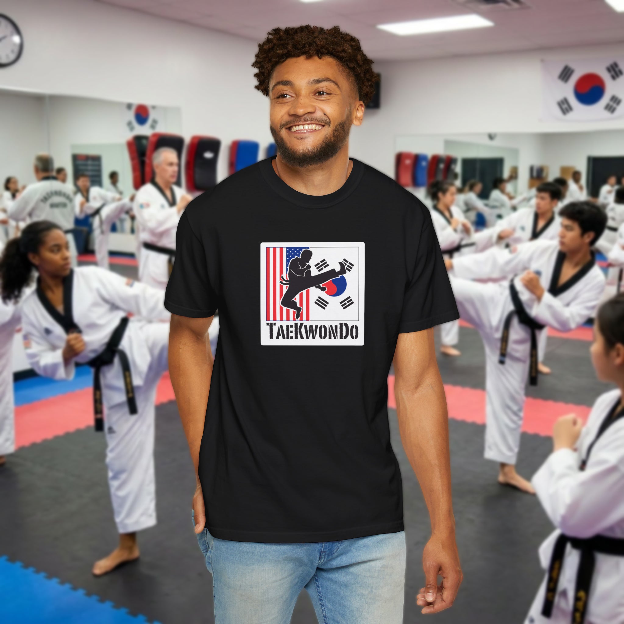 TKD shirt with flags background