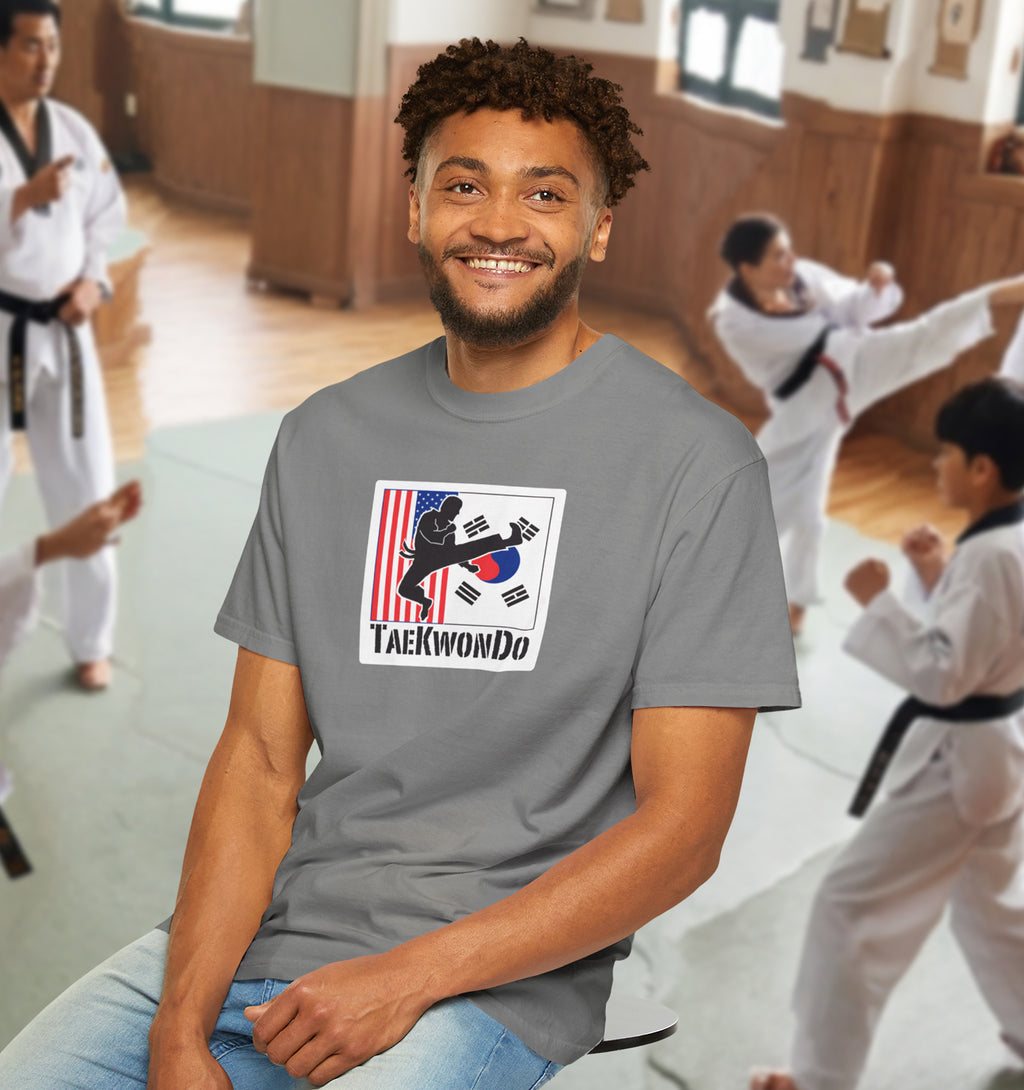 TKD shirt with flags background
