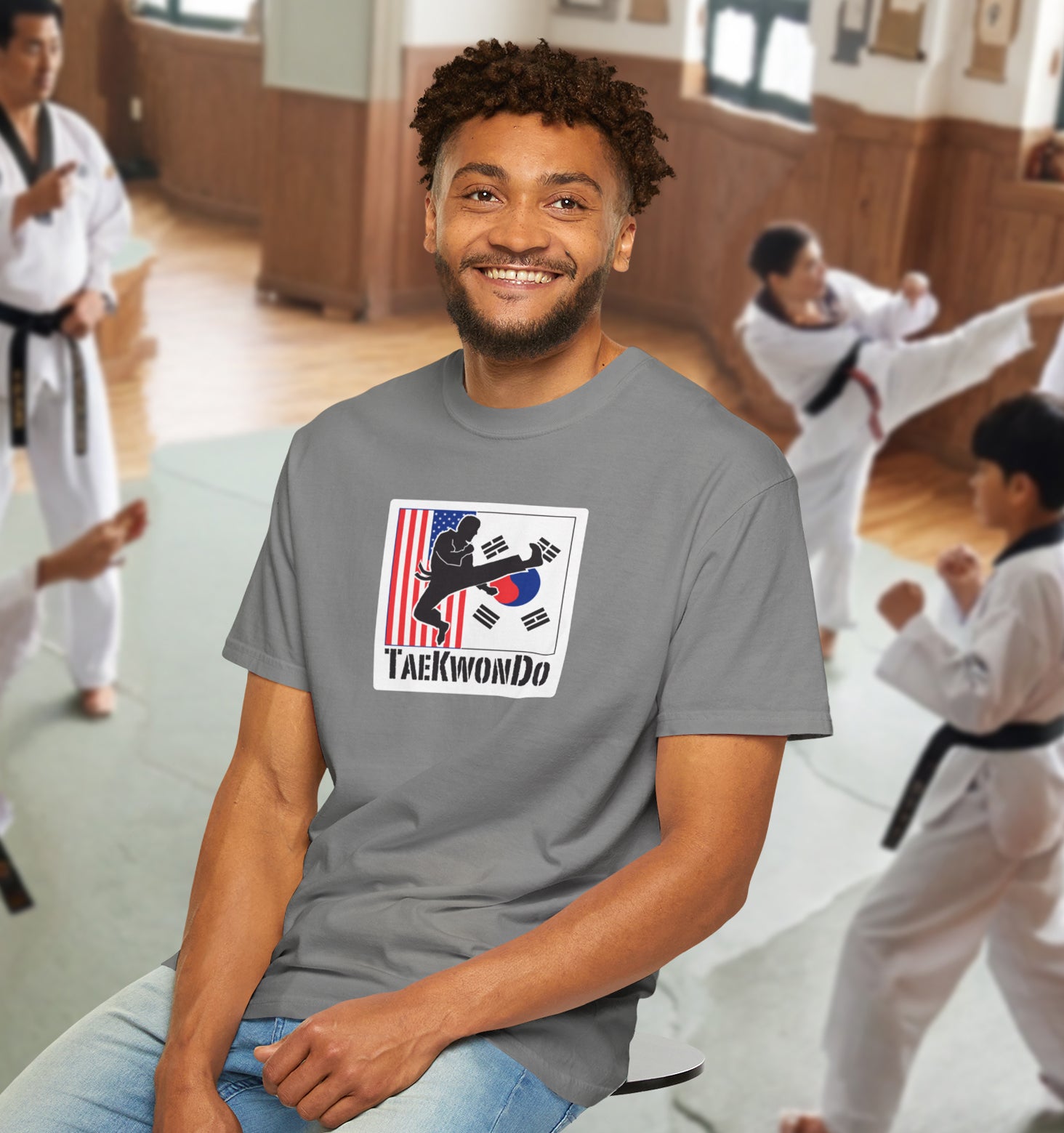TKD shirt with flags background