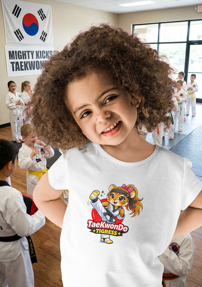 Youth Taekwondo Tigress T-Shirt — Cute Martial Arts Tee for Girls